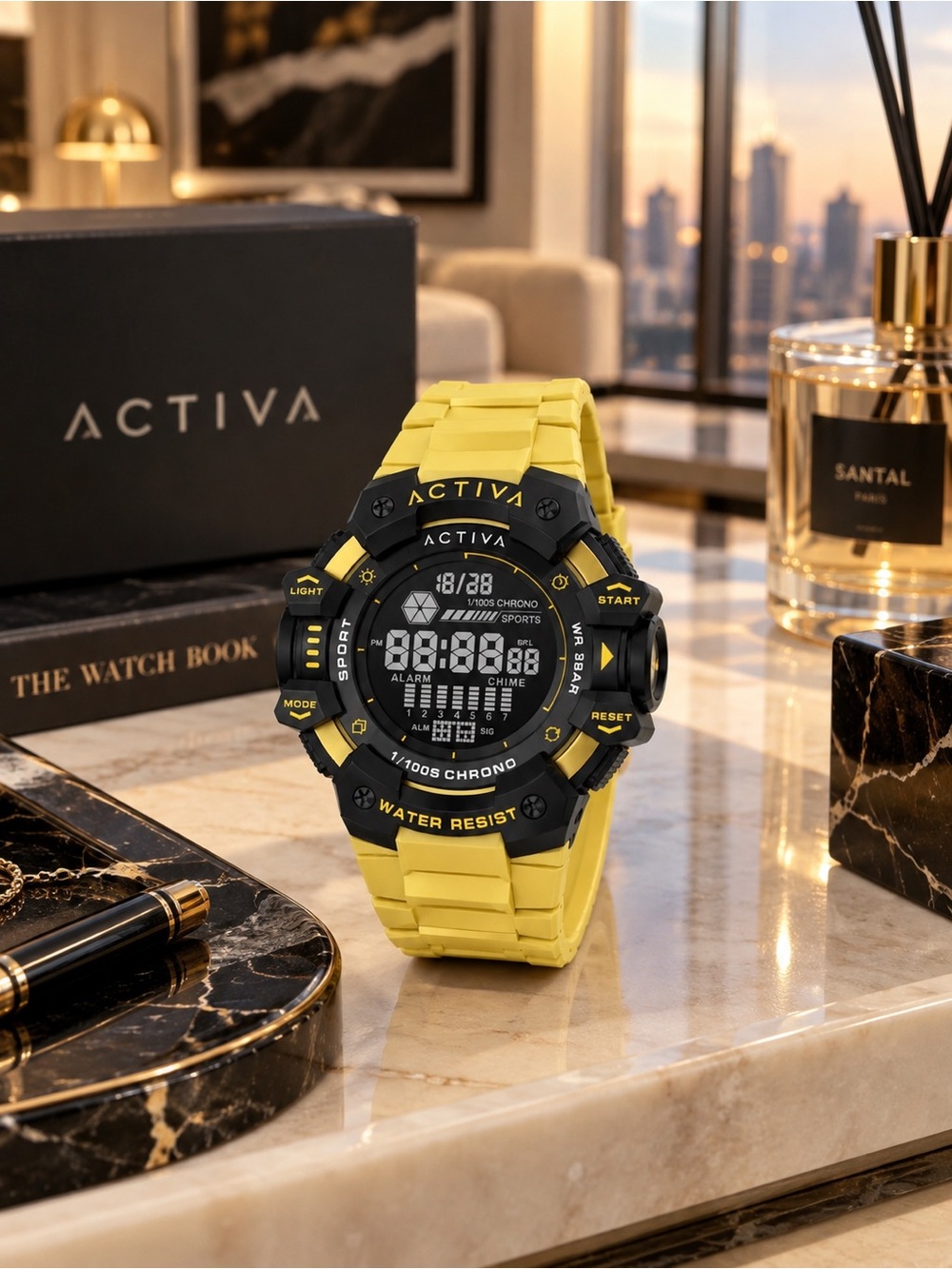 Activa x Invicta Digital Essentials 50mm Yellow Watch ACW8050-004